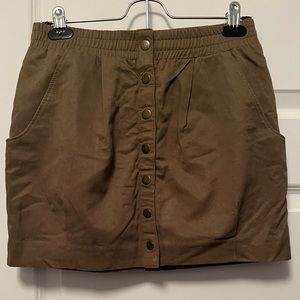 H&M Olive Green Mini Skirt with Brass Snaps
